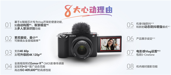世界最小、最轻全画幅vlog相机 索尼ZV-E1发布:15499元起