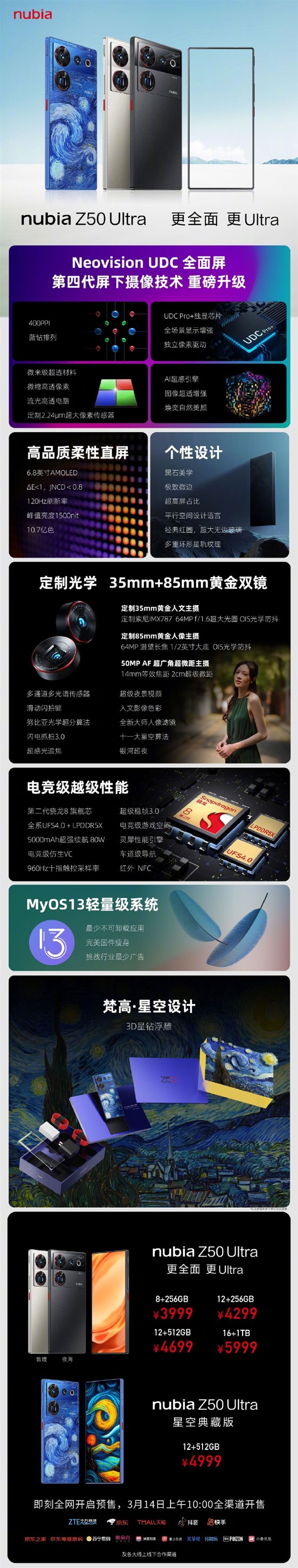 1TB仅5999元 一图看懂努比亚Z50 Ultra：黄金双镜、最强全面屏