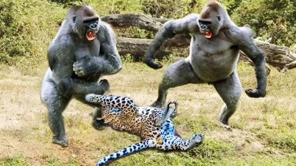 1只花豹偷袭2只大猩猩：居然 全死了？
