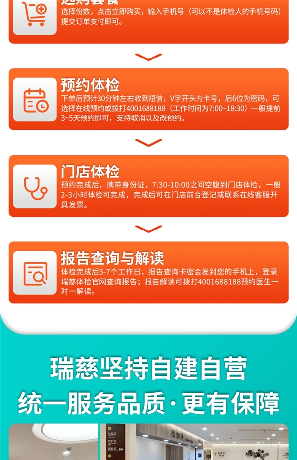 全国56门店通用 有效期3年：瑞慈全身体检套餐255元大促（原价1079元）