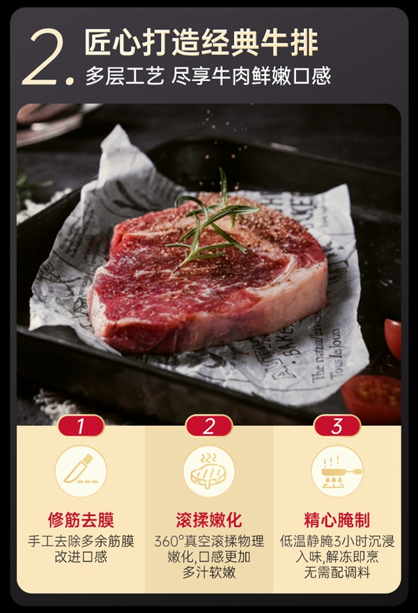 必胜客大促：原肉整切西冷牛排15.9元/片（赠10袋黑椒酱）