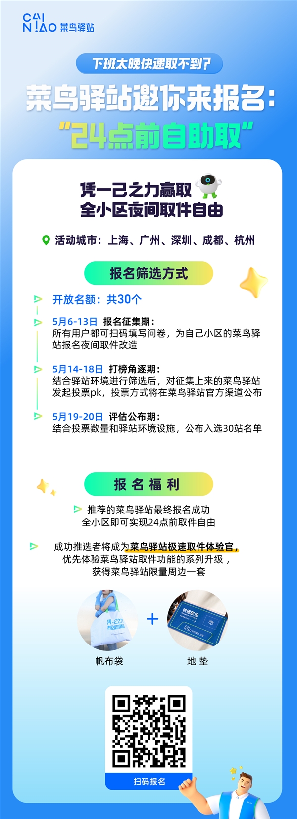 菜鸟驿站爆改大征集:夜间自助取件 这5个城市方便了