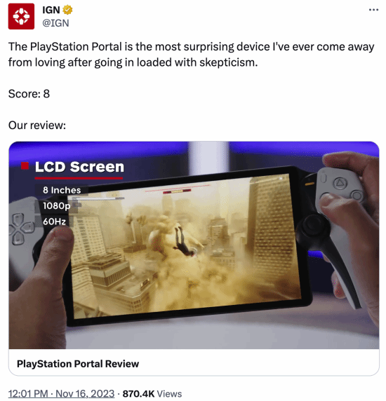 IGN发PS掌机8分评测再被群嘲：今年最大的笑话！