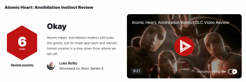 《原子之心》DLC IGN6分：能看到冰箱诺拉还不错
