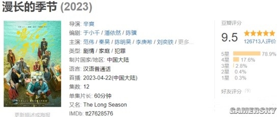 《漫长的季节》豆瓣涨至9.5分 主演秦昊发声：观众牛！