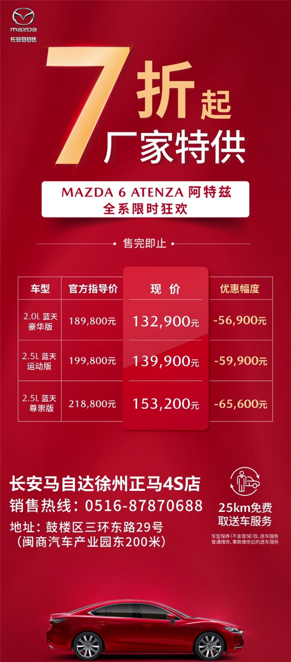 日系价格绷不住了!天籁之后马自达阿特兹7折狂降:13万可买