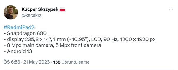 红米平板2曝光:处理器换用骁龙680!主打极致性价比