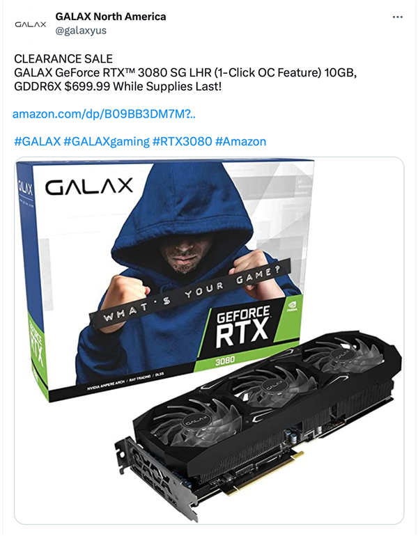 让NV对30系显卡降价不可能!厂商清仓RTX 3080:2年后价格重回首发价