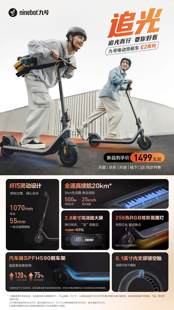 九号公司参展MWC2023:F2、E2滑板车发布 1599元起