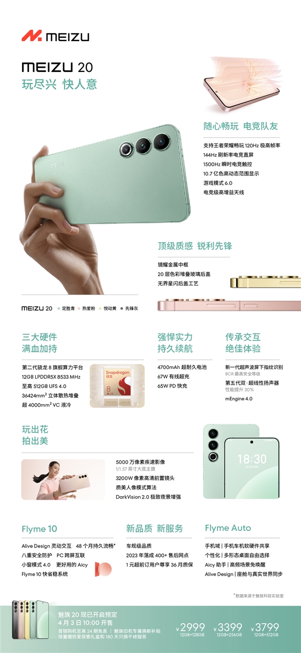 一图看懂魅族20系列三款新品：2999-8499元你选谁？