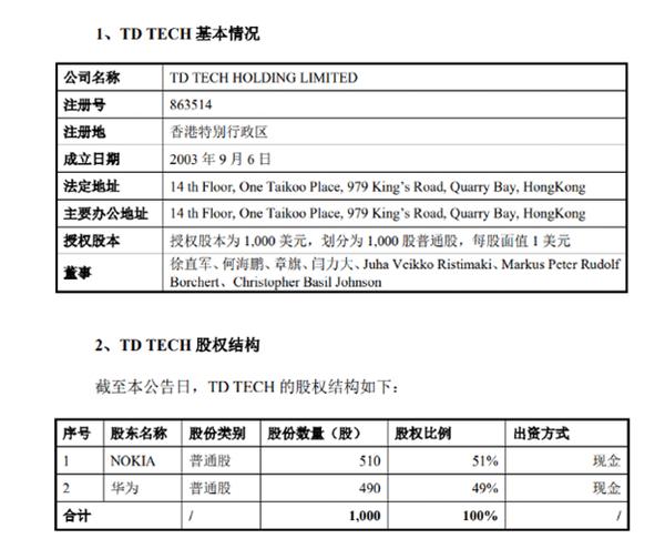 诺基亚21.2亿元卖出鼎桥股权!华为:没有任何意愿及可能合作