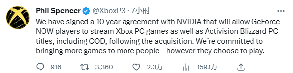微软收购动视暴雪获新盟友!NVIDIA态度转变签署10年游戏协议