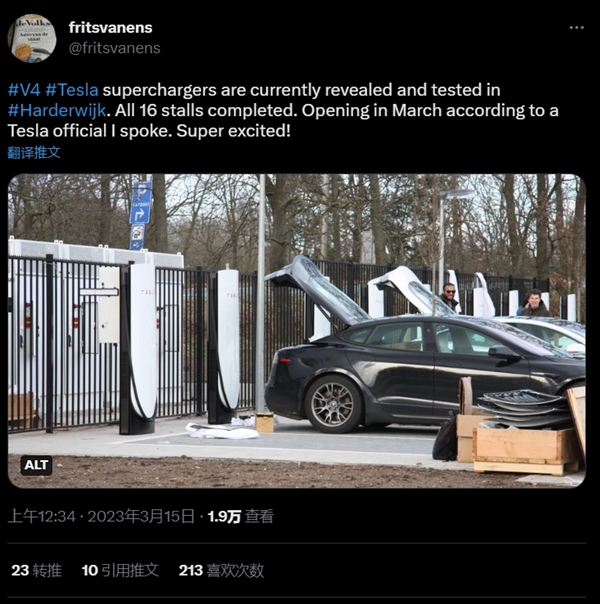 真不用羡慕油车了!特斯了V4超级充电桩落地:最高功率350kW