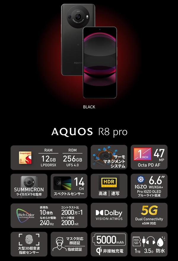 一英寸大底徕卡相机!夏普发布AQUOS R8 Pro手机