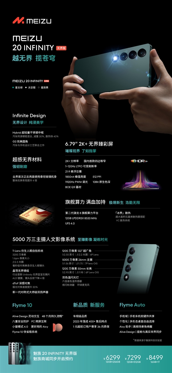 一图看懂魅族20系列三款新品:2999-8499元你选谁?