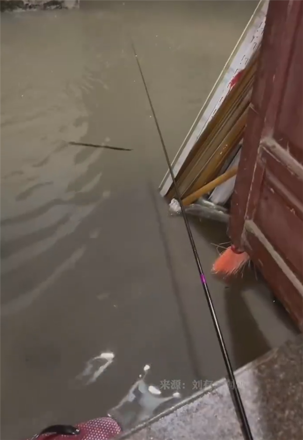 广东暴雨积水成河：有人屋内钓鱼 有人