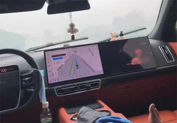 一理想车主雨天高速路躺平开车:用饮料欺骗汽车“自动驾驶”