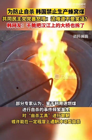 韩国禁产蜂窝煤防自杀被嘲 韩网友:拆桥效果更好