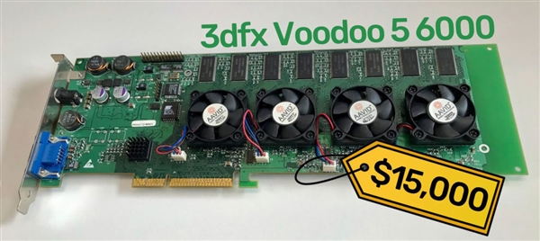 23年前的传奇四芯神卡!3dfx Voodoo 5 6000卖出10万元