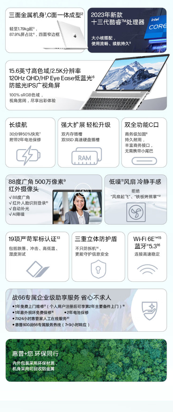 4799元起 惠普新款战66轻薄本上架:2.5K 120Hz屏