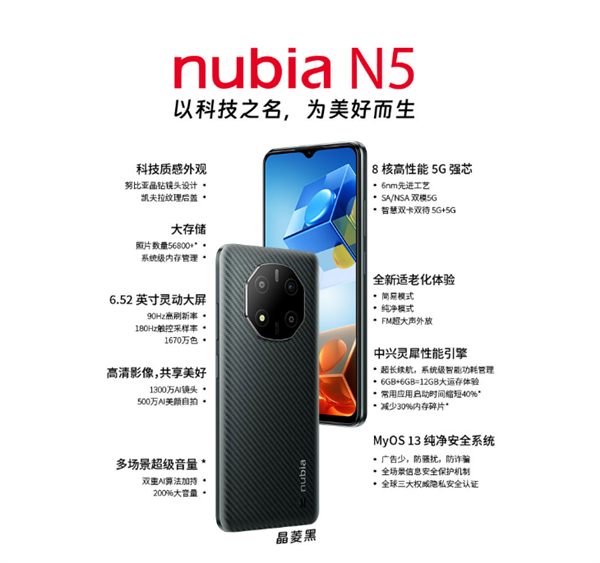 1499元起 努比亚N5发布:6nm国产芯