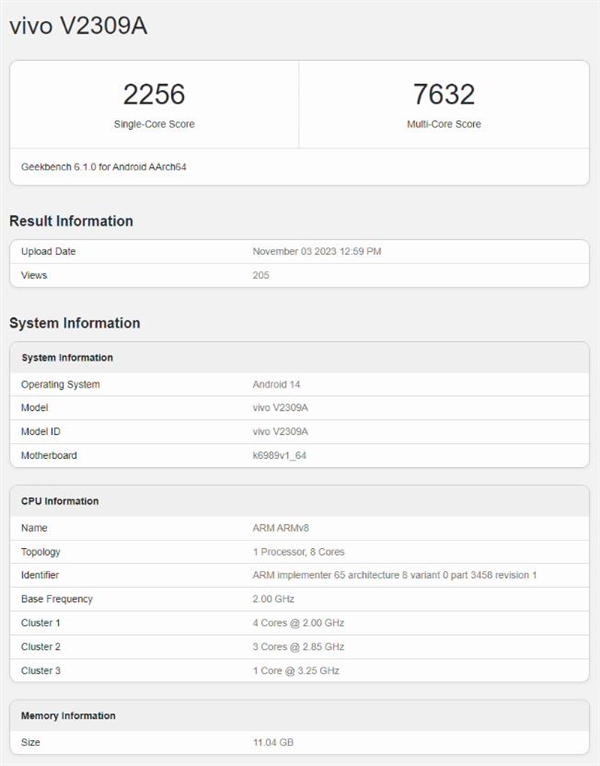 vivo X100现身Geekbench：搭载天玑9300、12GB内存