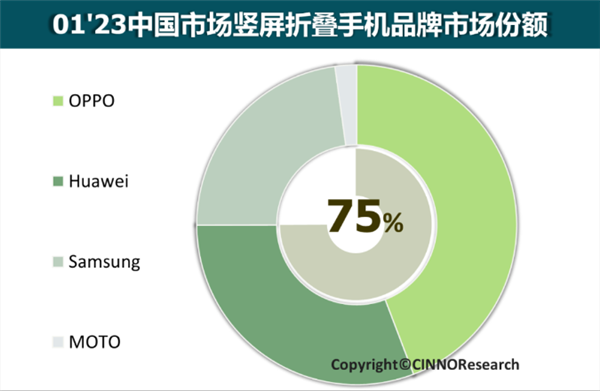 1月国内折叠屏手机销量大增54%:OPPO首次成“一哥” 竖屏更香