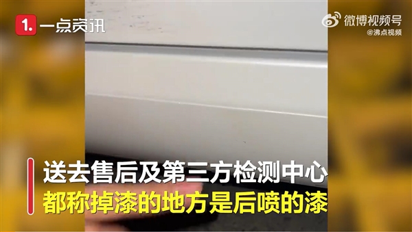 刚买1个月的特斯拉掉漆车主质疑非新车 售后:交付时没问题