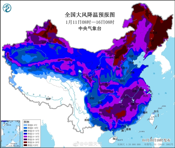 2023首个寒潮预警来了：局地降温超20℃ 大范围雨雪将上线