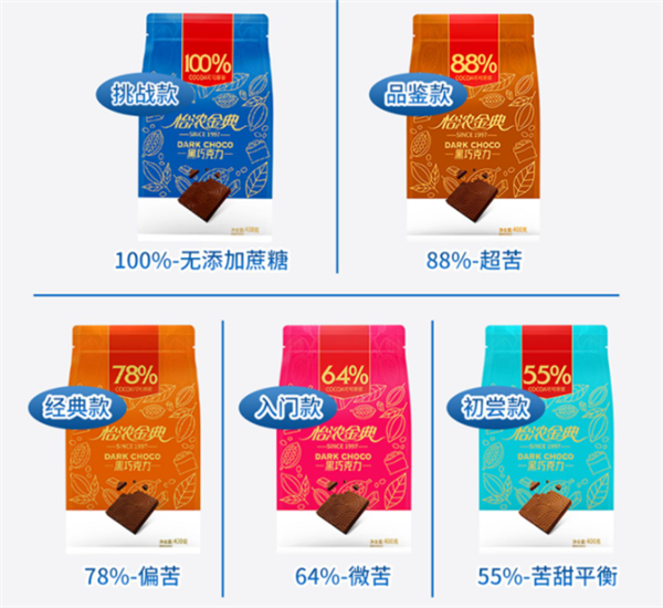 纯可可脂 怡浓55%-100%黑巧克力35元起