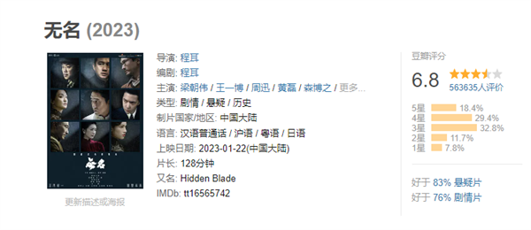 优酷、腾讯能看！电影《无名》网播定档4月8日：王一博、梁朝伟主演