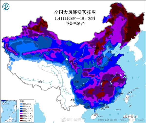 部分地区狂降20度！新年第一场冷空气已发货：预报图“冻紫了”