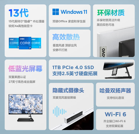 4999元 联想小新27一体电脑2023酷睿版上市:i5-13500H、1TB SSD