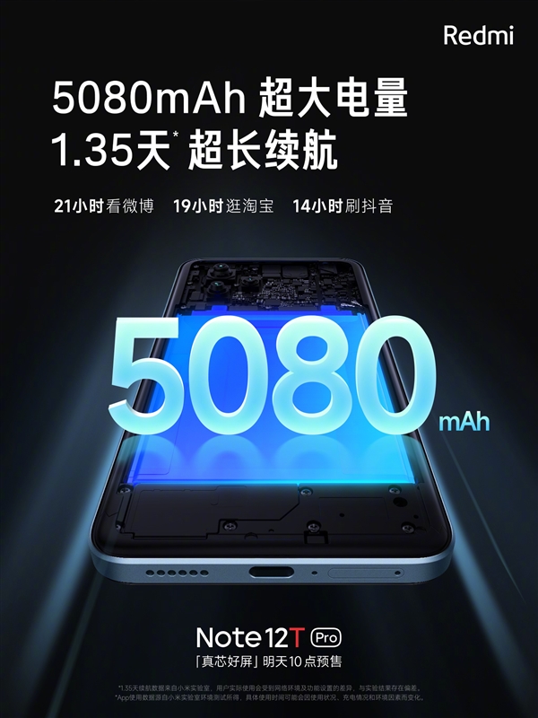 LCD小金刚!Redmi Note 12T Pro配备12GB大内存、5080mAh电池