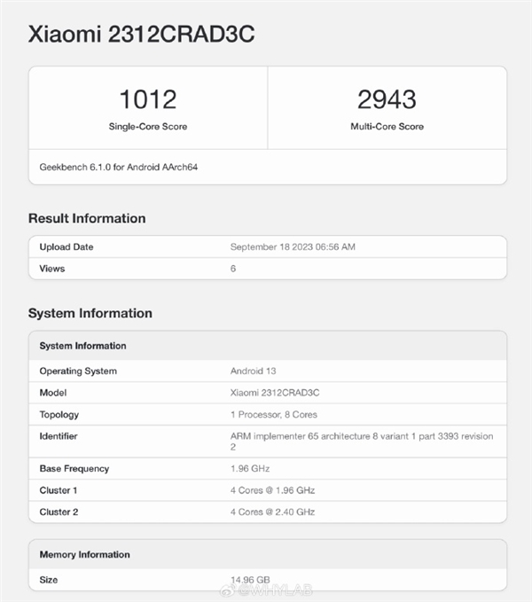 小米Redmi Note 13 Pro现身Geekbench：首发骁龙7s Gen 2