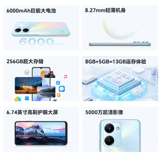 荣耀Play 7T首销1099元起:6000mAh充电宝级续航