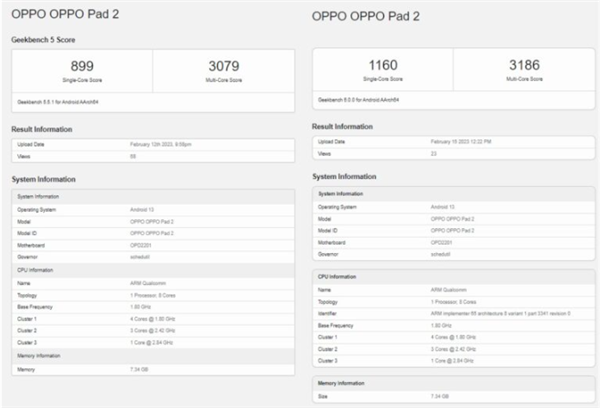 OPPO Pad 2疑现身Geekbench:骁龙888依旧能打