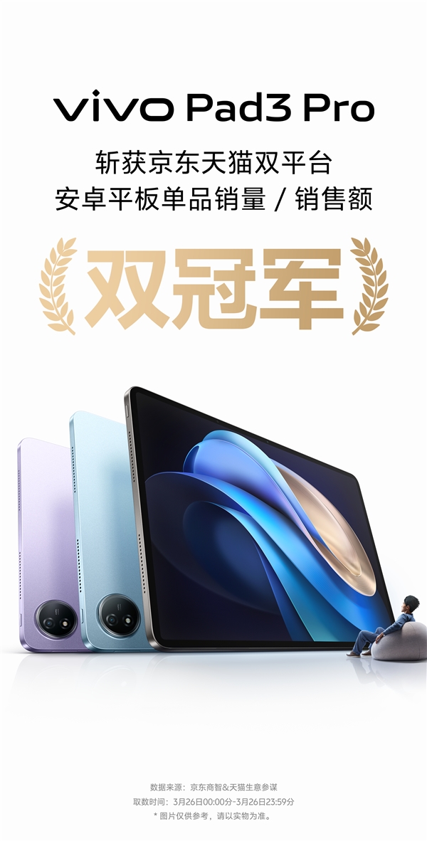 安卓板王！vivo Pad3 Pro获京东天猫安卓平板销量冠军