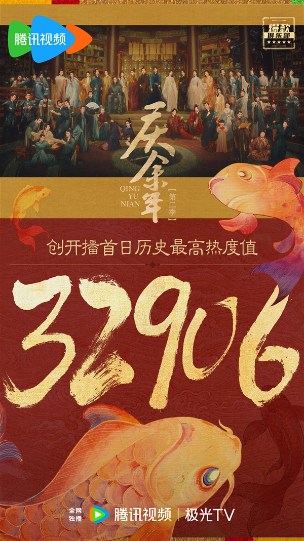 《庆余年2》开播首日站内热度值32906：破腾讯视频历史最高