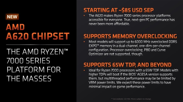 AMD Zen4最便宜主板良心了!A620规格公布 苏妈刀法精湛