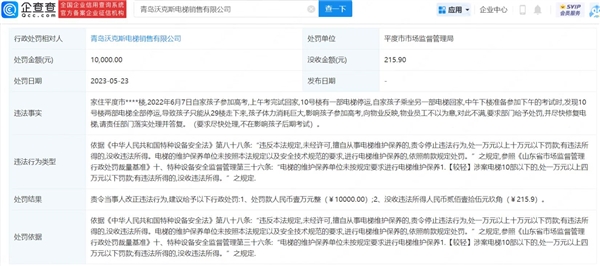 学生高考遇故障电梯爬29楼赴考 体力消耗巨大 电梯公司被罚1万元