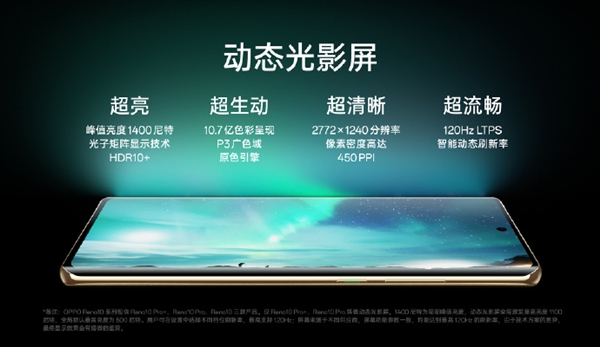Find系列同款!OPPO Reno10 Pro搭载动态光影屏:120Hz高刷