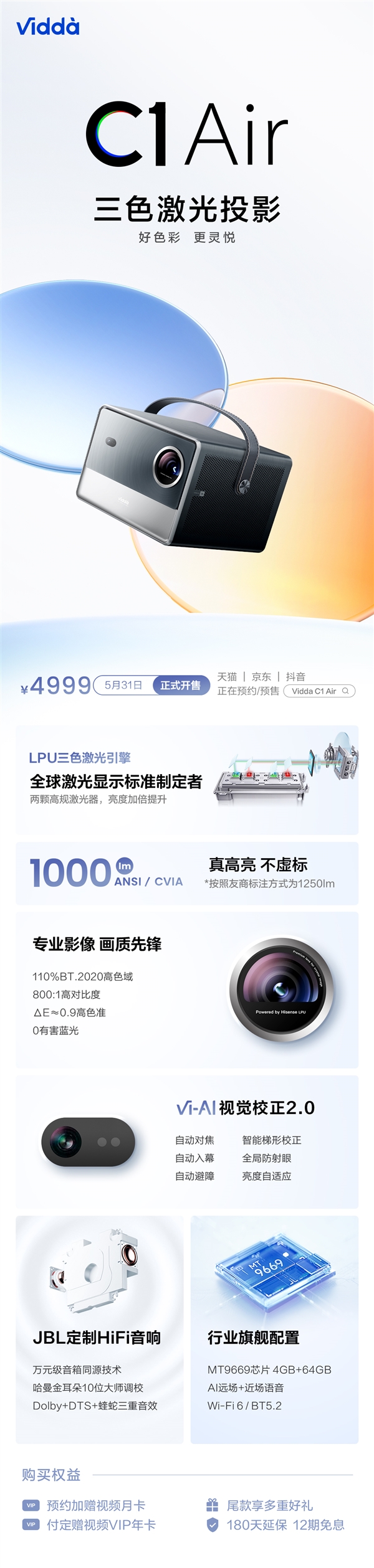 4K旗舰领衔!Vidda连发三款投影仪:画质、亮度直接拉满 3199元起