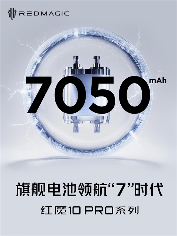 电池最大的骁龙8至尊旗舰！红魔10 PRO首发7050mAh牛魔王电池  创国产