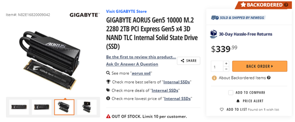 首款大品牌PCIe 5.0 SSD开卖:2TB要价2345元!功耗更惊人