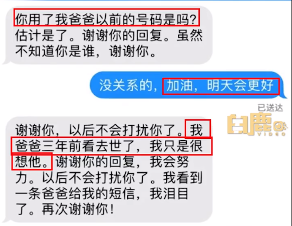泪目！孩子给离世父亲发短信被回复：爸爸也想你