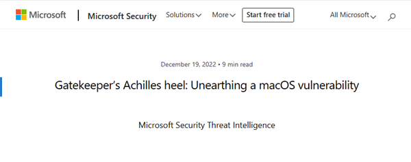 macOS系统漏洞被微软发现：可绕过安全审查植入恶意软件
