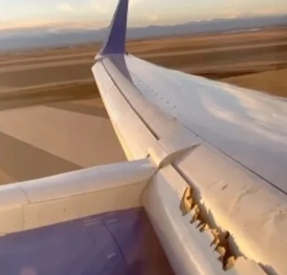 美联航一波音757客机因机翼受损紧急迫降：起降部件出现问题