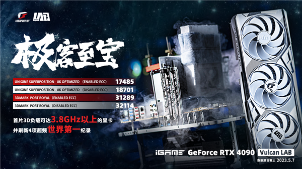 七彩虹iGame LAB RTX 4090刷新四项性能世界第一:3D负载暴超3.8GHz+