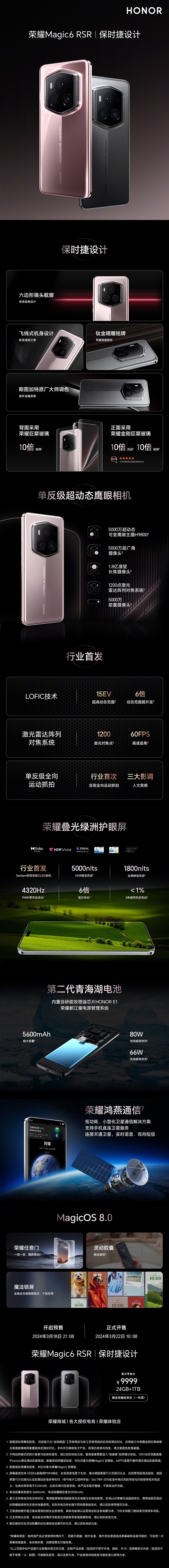 9999元！一图读懂荣耀Magic6 RSR 保时捷设计